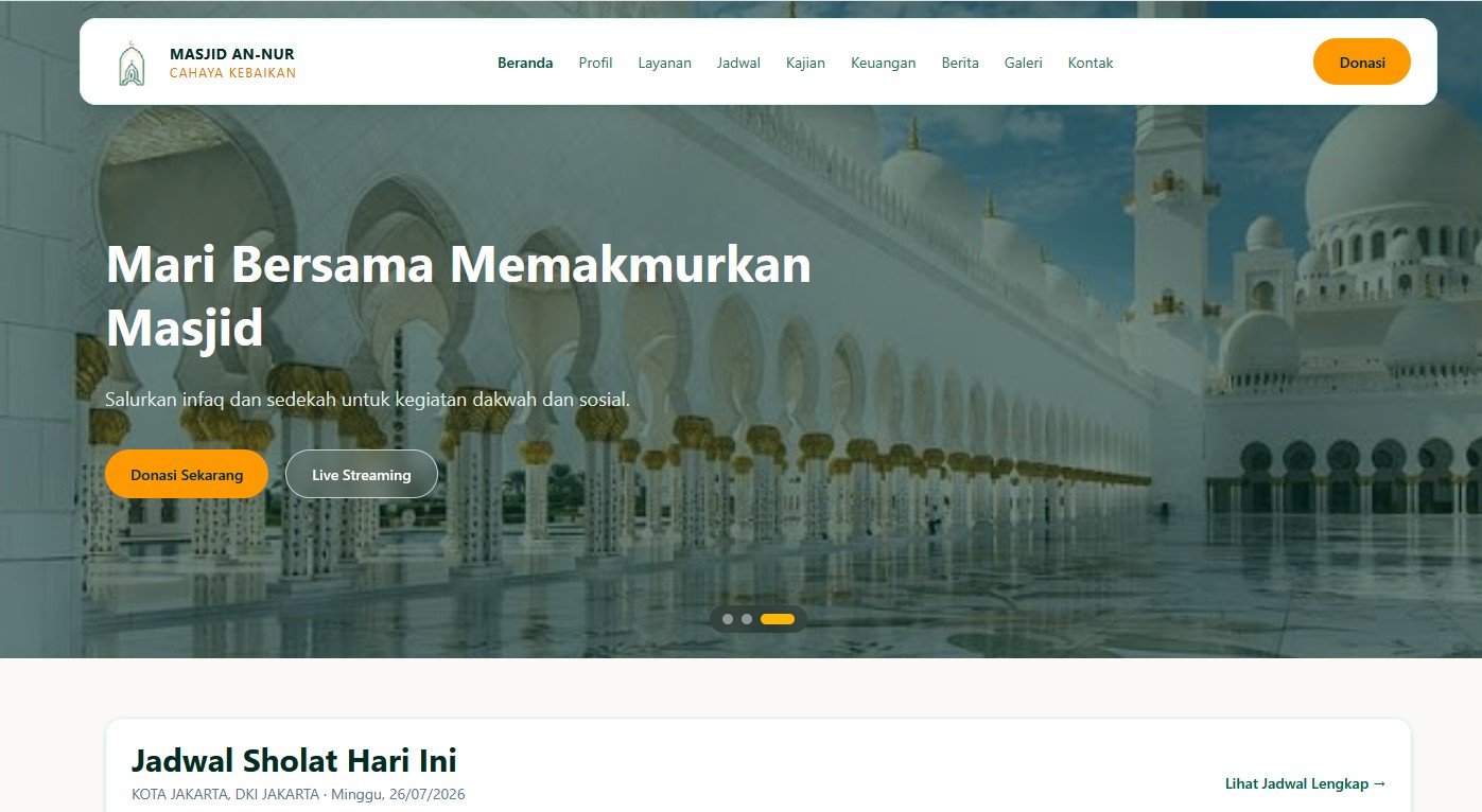 website masjid dan pengelolaan infaq